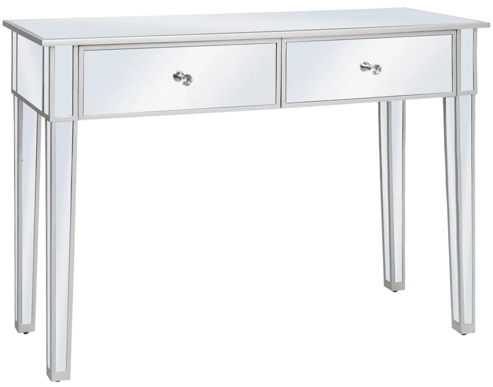 Mesa consola espelhada em MDF e vidro 106,5x38x76,5 cm