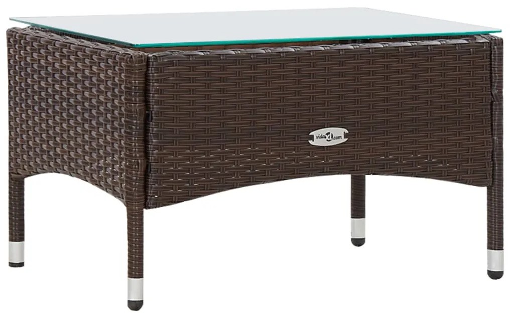 4 pcs conjunto lounge jardim c/ almofadões vime PE castanho