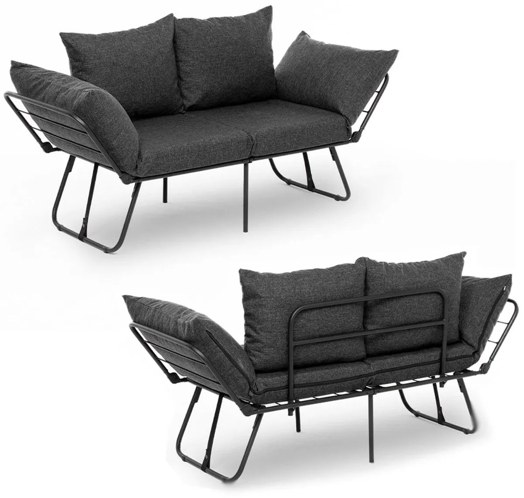 Sofá-Cama de 2 Lugares Viper – Cinzento Escuro – 150x78x60 cm