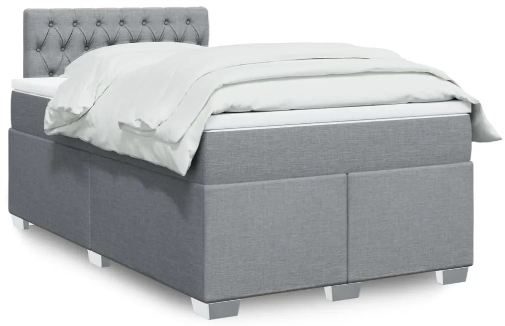 Cama boxspring com colchão 120x190 cm tecido cinzento-claro