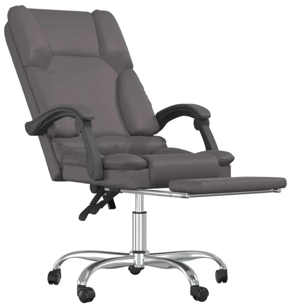 Cadeira massagens escritório reclinável couro artificial cinza