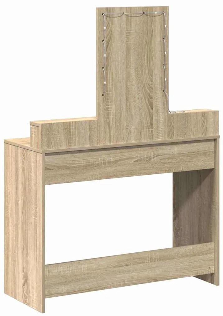 Mesa de Maquiagem vidaXL com Luzes LED Carvalho Sonoma 100x41x140 cm