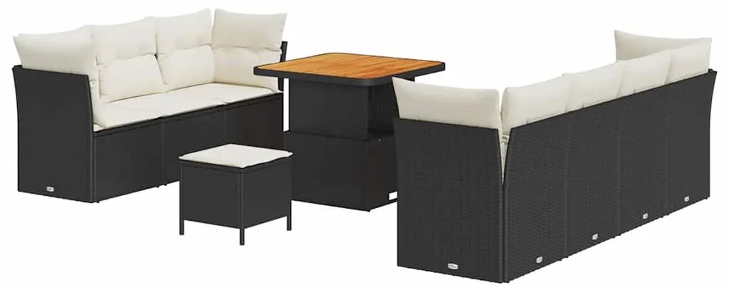 Conjunto de Sofás de Jardim vidaXL 10 Peças com Almofadas Rattan Polié