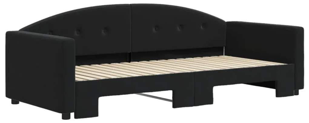 Sofá-cama com gavetão 90x190 cm veludo preto