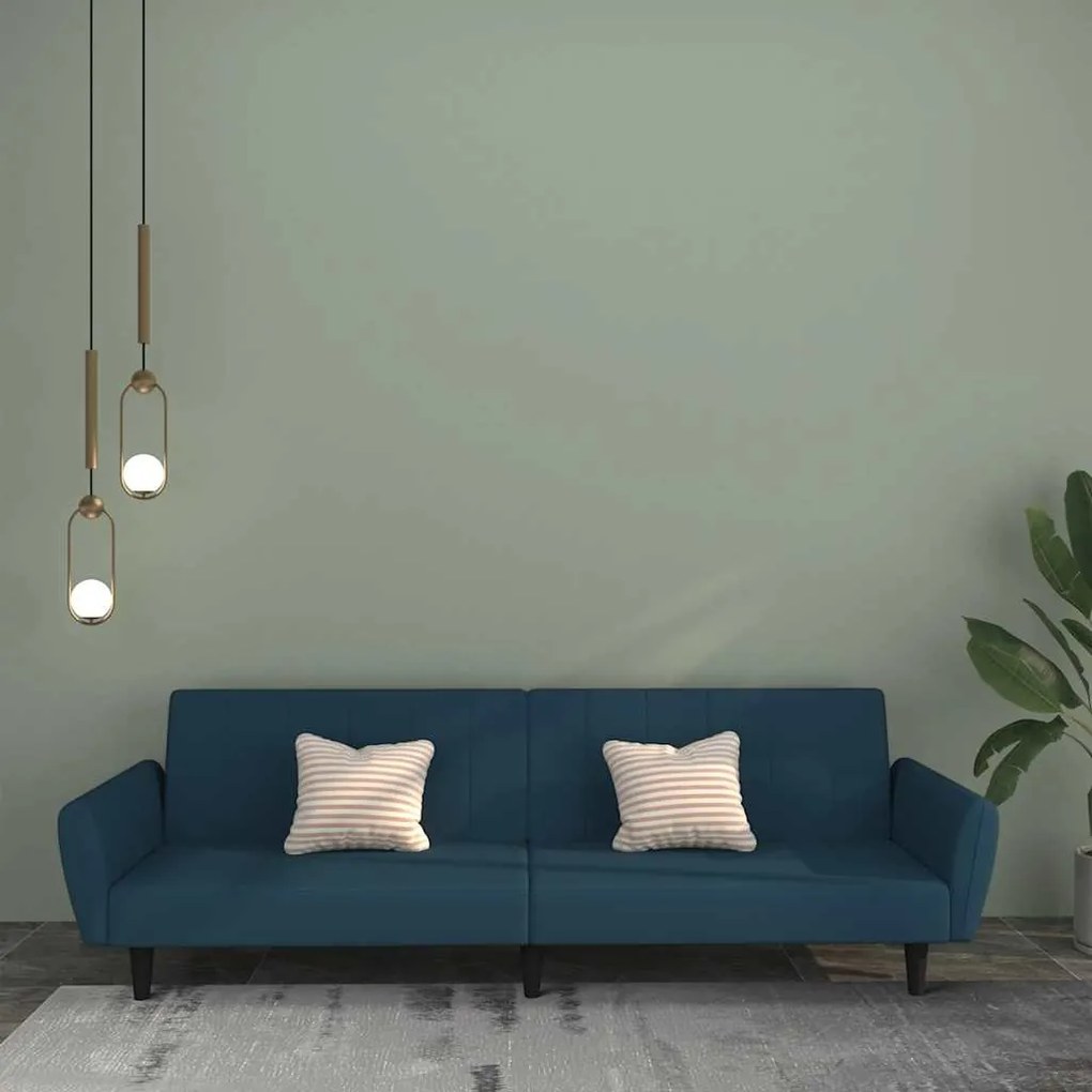 vidaXL Sofá-cama de 2 lugares veludo azul