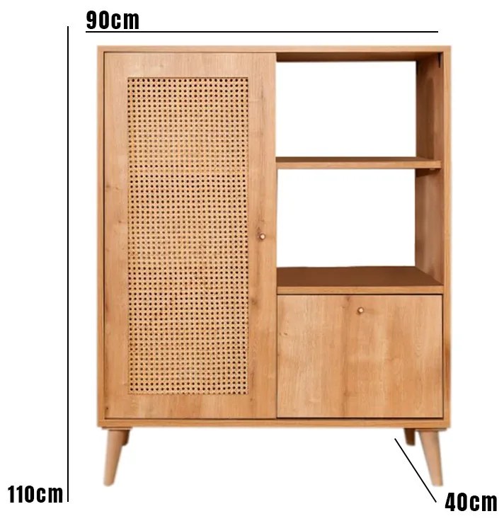 Armário Multiusos Hazeran – Carvalho – 40x90x110 cm