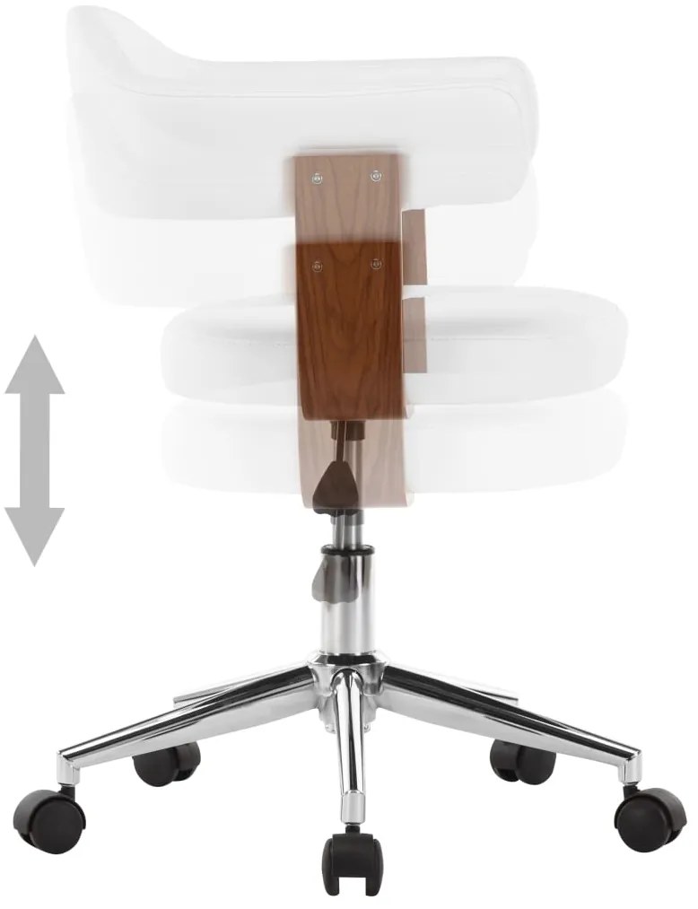 Cadeiras jantar 2 pcs madeira curvada e couro artificial branco