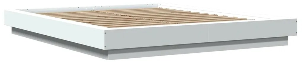 Estrutura cama c/ luzes LED 150x200 cm derivados madeira branco