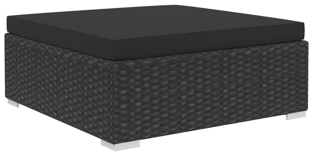 4 pcs conjunto lounge de jardim c/ almofadões vime PE preto
