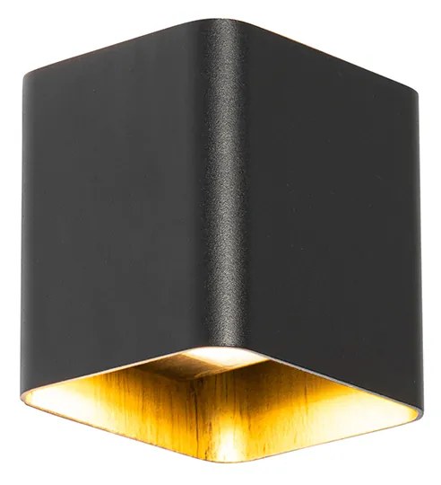 Candeeiro de parede moderno preto com LED IP54 quadrado - Evi Moderno
