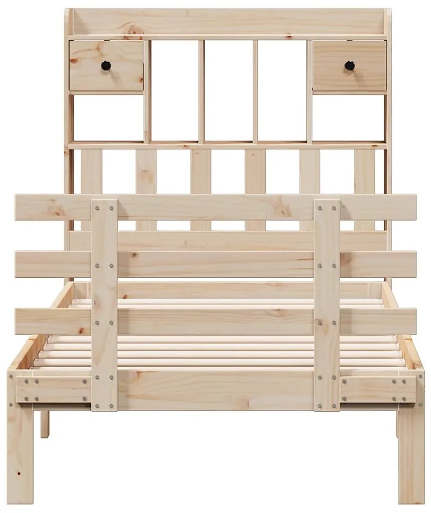 Cama com estante sem colchão 75x190 cm pinho maciço
