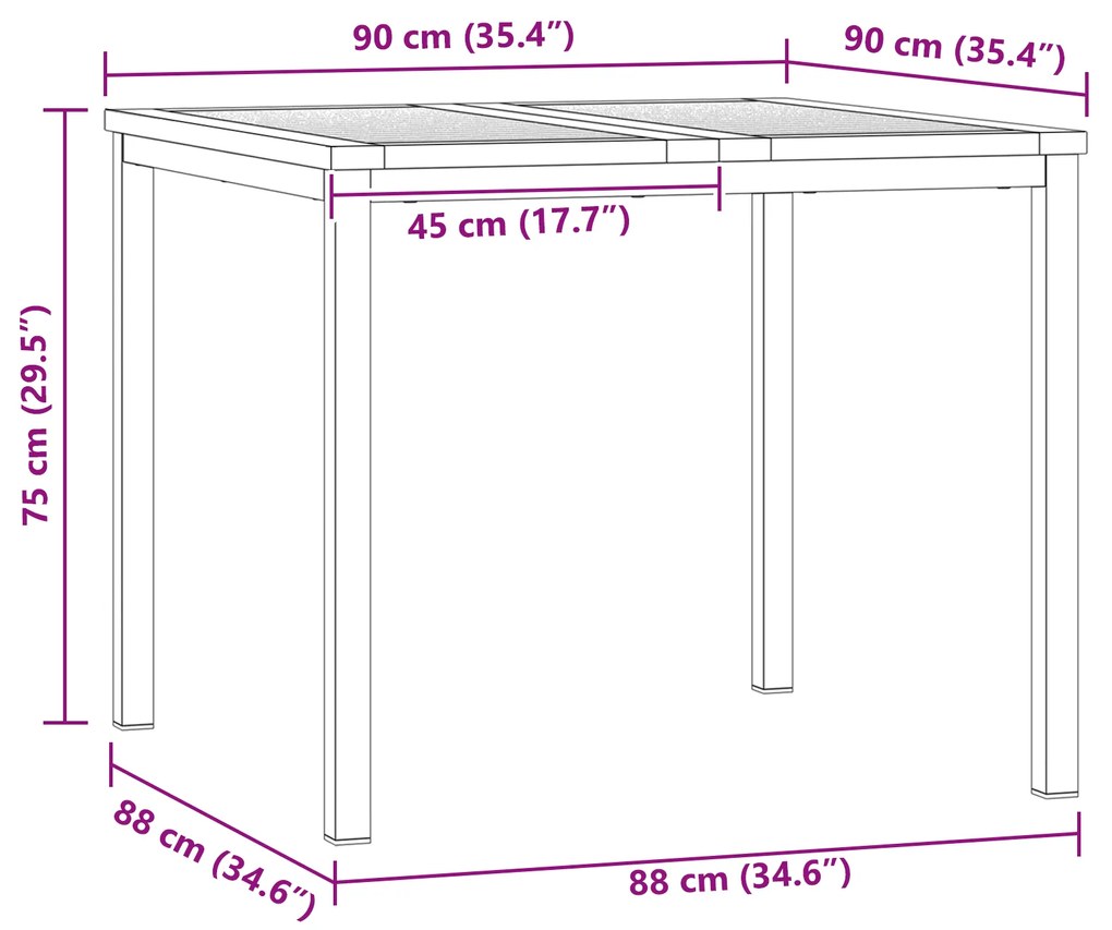 Conjunto de Jantar de Jardim vidaXL 3 Peças Madeira Sólida de Acácia