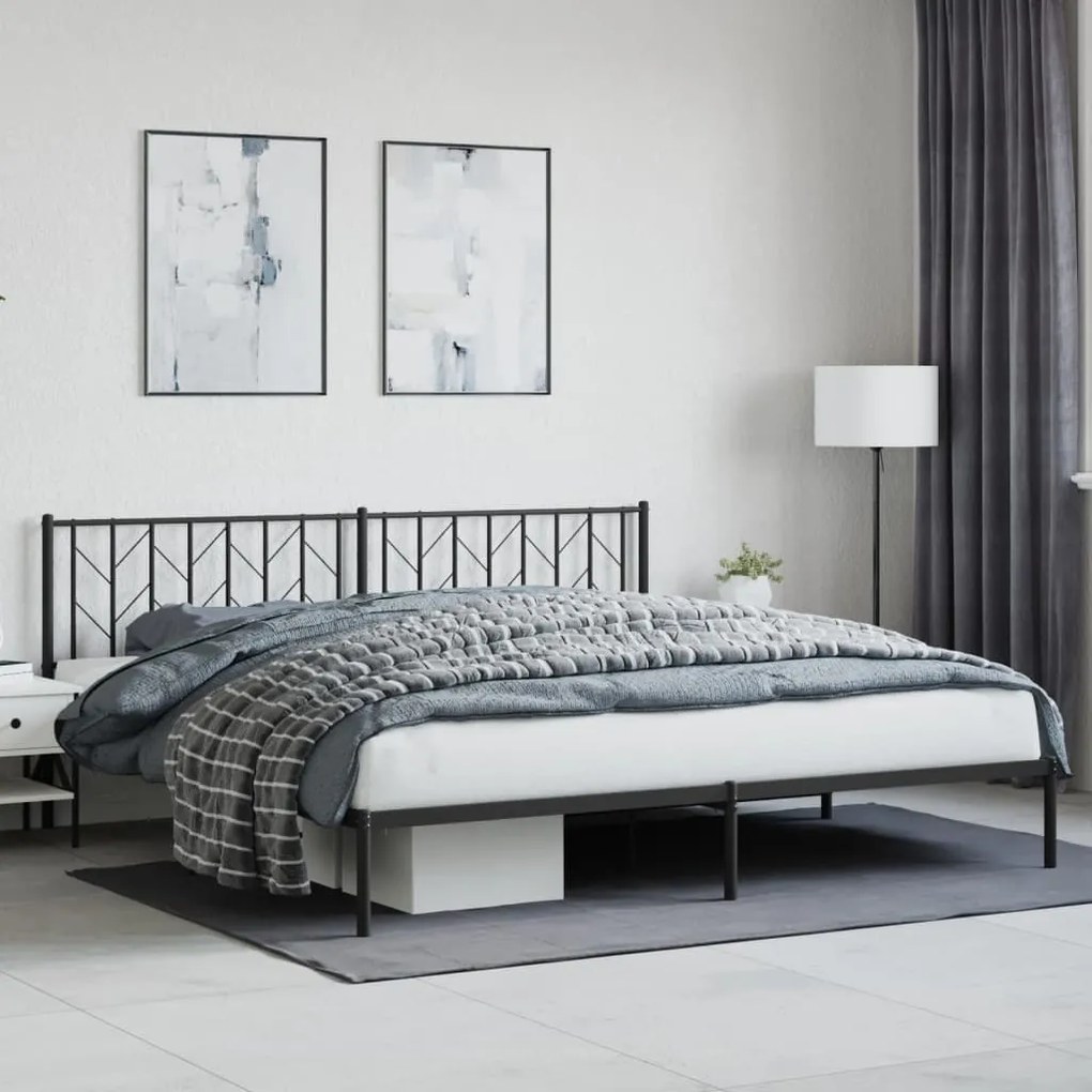 Estrutura de cama com cabeceira 200x200 cm metal preto