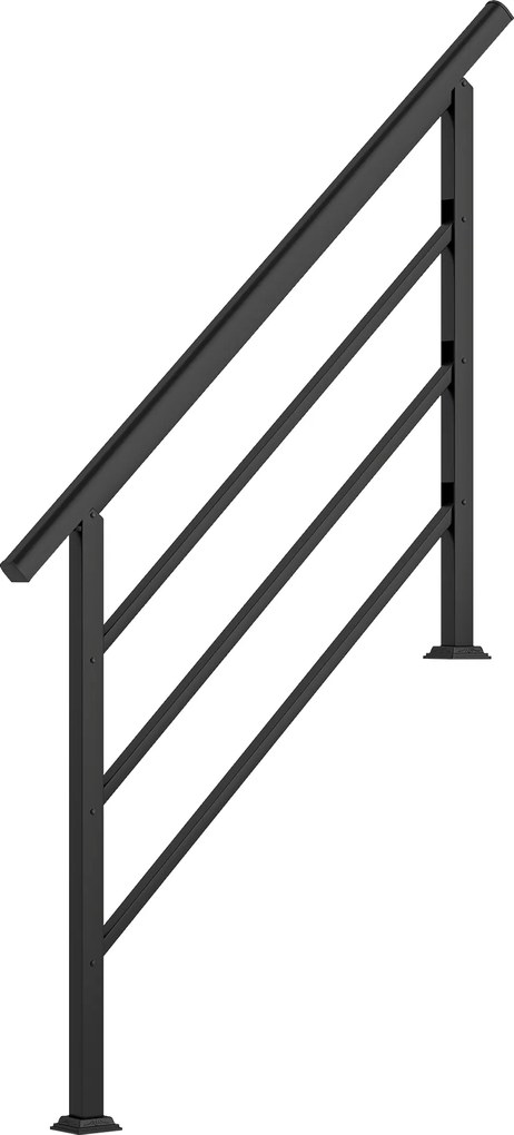 Outsunny Corrimão de Escada 131 cm Corrimão para Escada com Kit de Instalação Ângulo Ajustável para 1-4 Degraus Preto | Aosom Portugal
