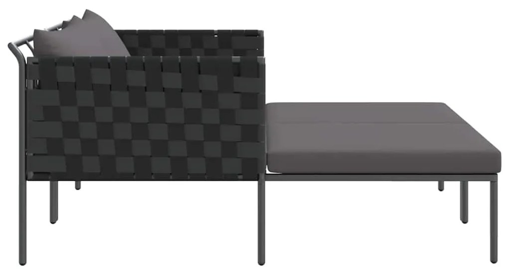 Espreguiçadeira com Almofadas para 2 Pessoas Antracite 115x153x69,5 cm