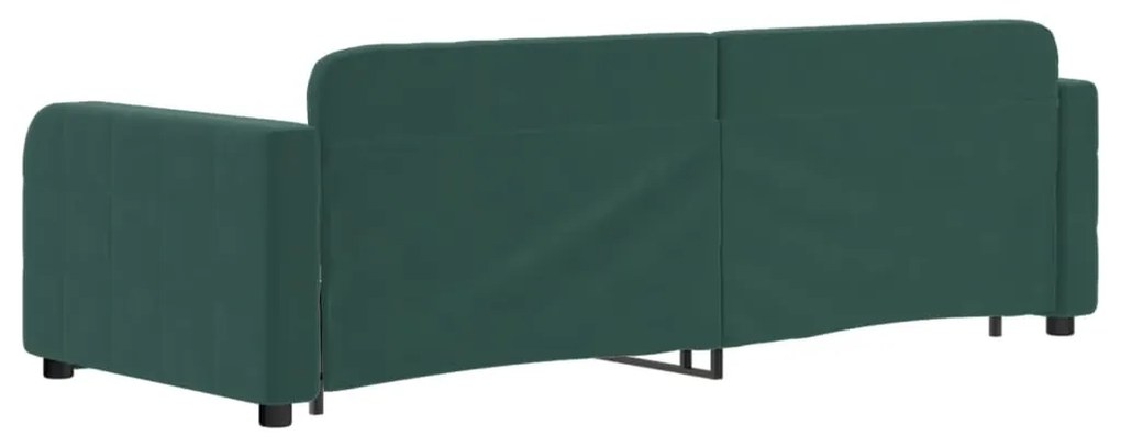 Sofá-cama c/ gavetão e gavetas 80x200cm veludo verde-escuro