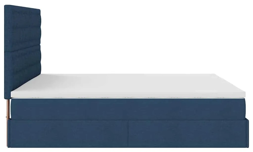 Estrutura de cama otomana com colchão 160x200 cm tecido azul