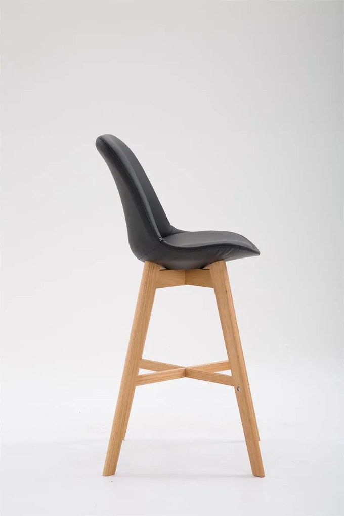Banco de bar Cannes em couro sintético e com estrutura de Cor Natural 48 x 112 x 56 cm Preto