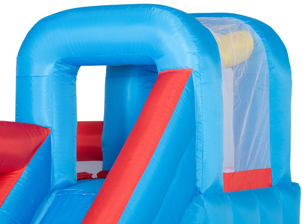 Castelo Insuflável com Escorrega Trampolim Piscina e Pistola de Água para Crianças acima de 3 Anos com Inflador e Bolsa de Transporte para Interior e Exterior 333x280x210cm Multicor