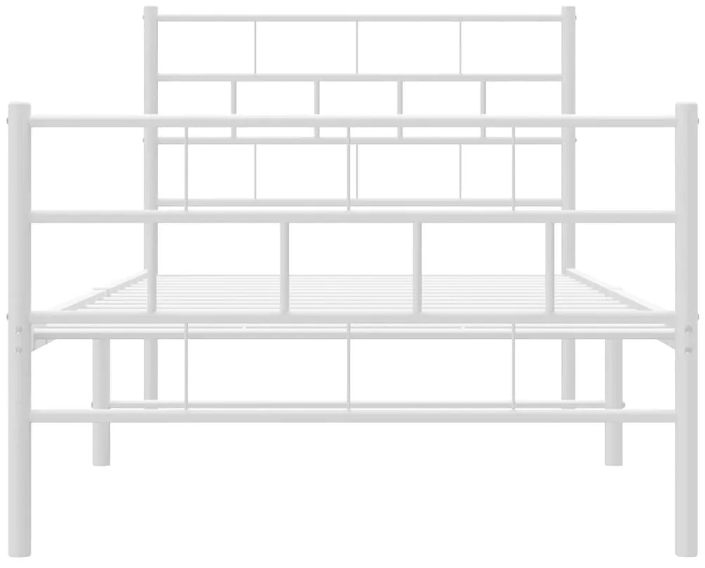 Estrutura de cama com cabeceira e pés 100x190 cm metal branco