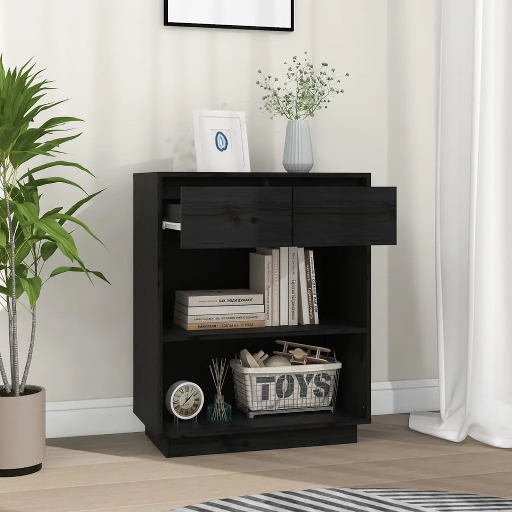 Armário consola 60x34x75 cm pinho maciço preto