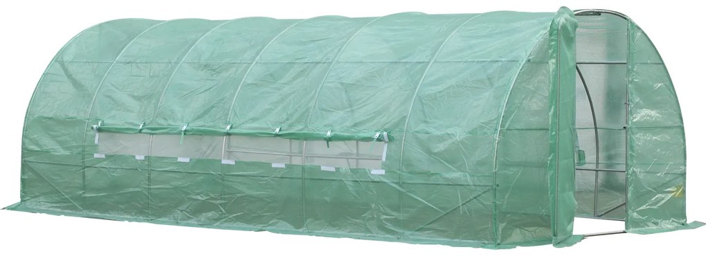 ® Estufa de Jardim e Quintal com 6 janelas para Cultivar Plantas e Verduras Coberta de PE 140g/㎡ Material de Aço - 6x3x2m