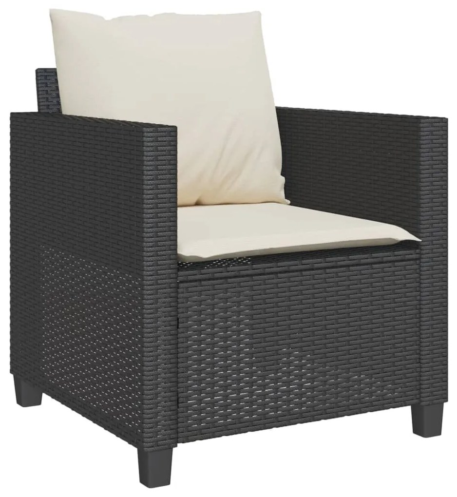 3 pcs conjunto de bistrô com almofadões vime PE preto