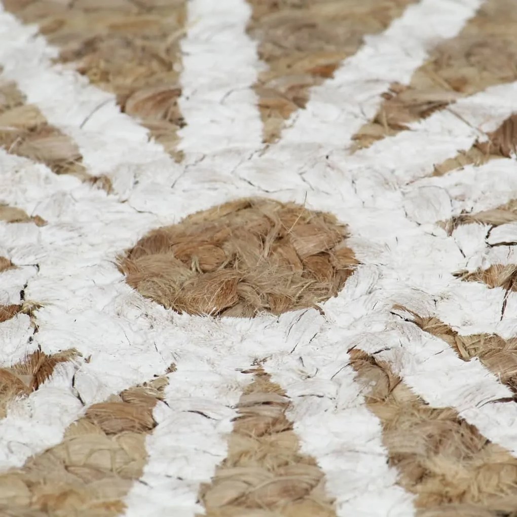 Tapete artesanal em juta com impressão a branco 90 cm