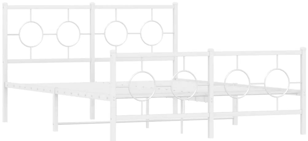 Estrutura de cama com cabeceira e pés 135x190 cm metal branco