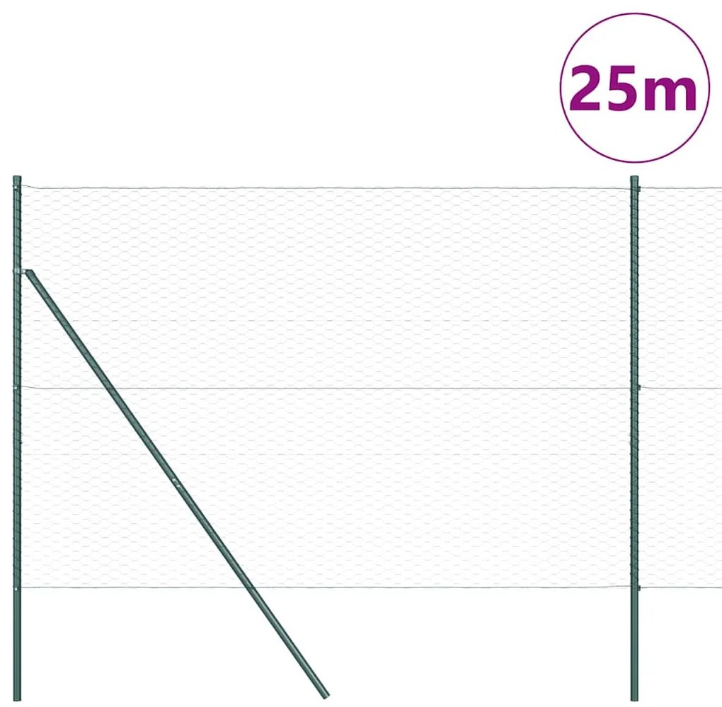 Conjunto de Cercas Conjunto de 2 Verde Metal 25m x 1.5m Durável