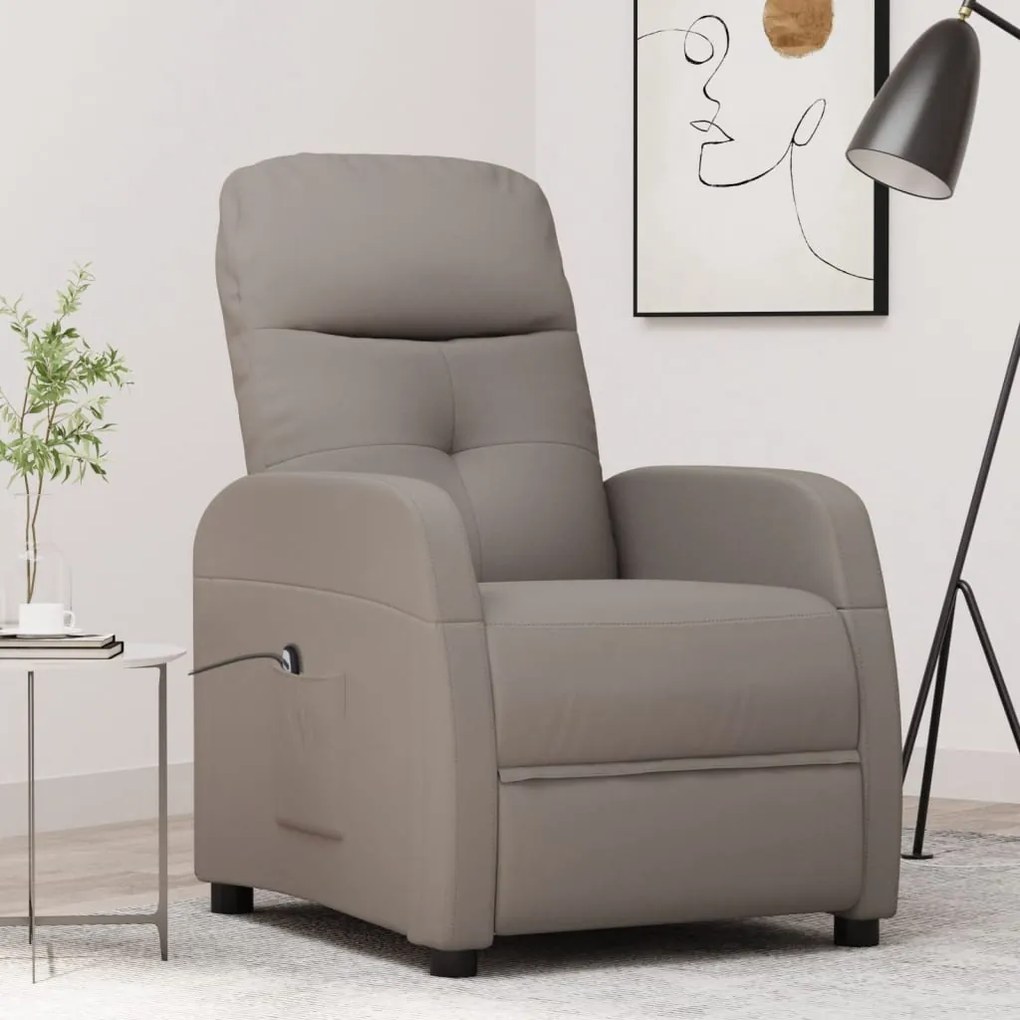 vidaXL Poltrona elétrica reclinável tecido cinzento-acastanhado