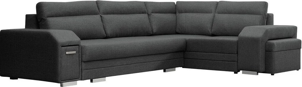 Sofá de canto Kingsport 101, Cama com arrumação, 305x205x90cm, 209 kg, Pernas: Plástico