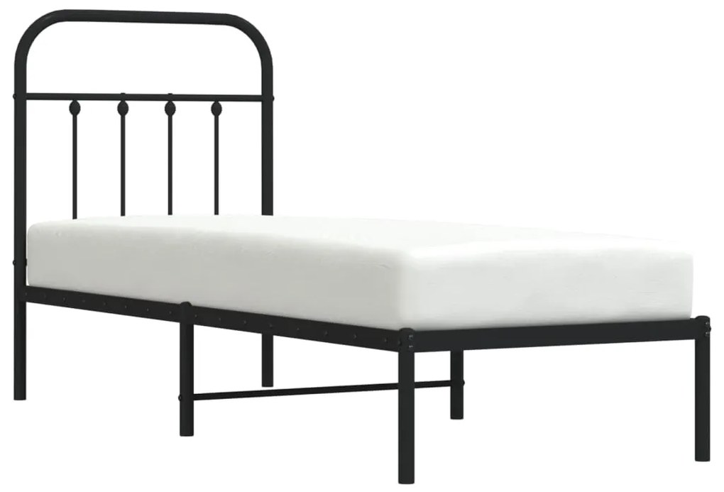 Estrutura de cama com cabeceira 75x190 cm metal preto