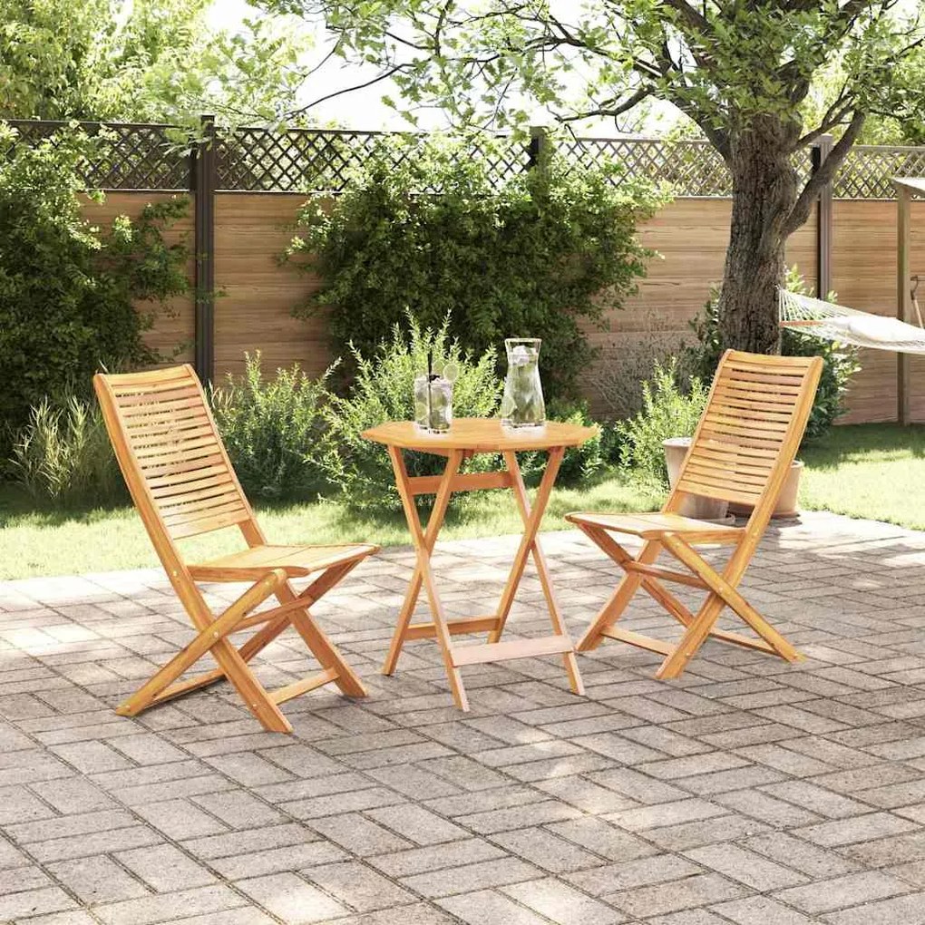 vidaXL Conjunto de Mobiliário Externo 3 pcs Castanho 70 x 70 x 75 cm