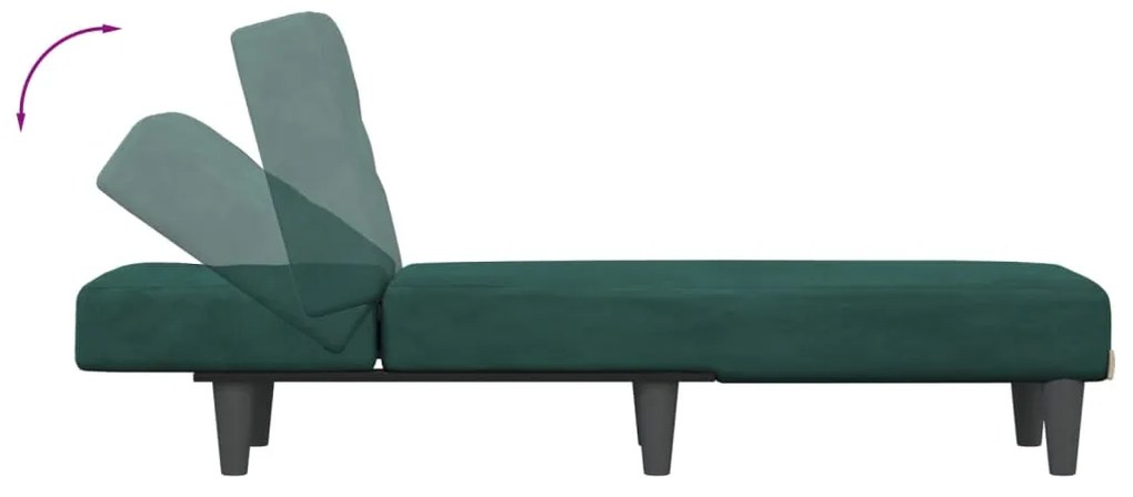 Chaise longue veludo verde-escuro