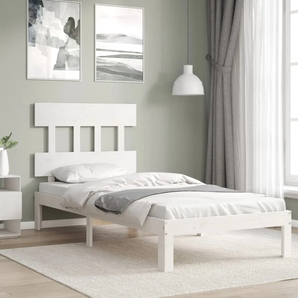 vidaXL Cama sem colchão 100x200 cm madeira de pinho maciça branco