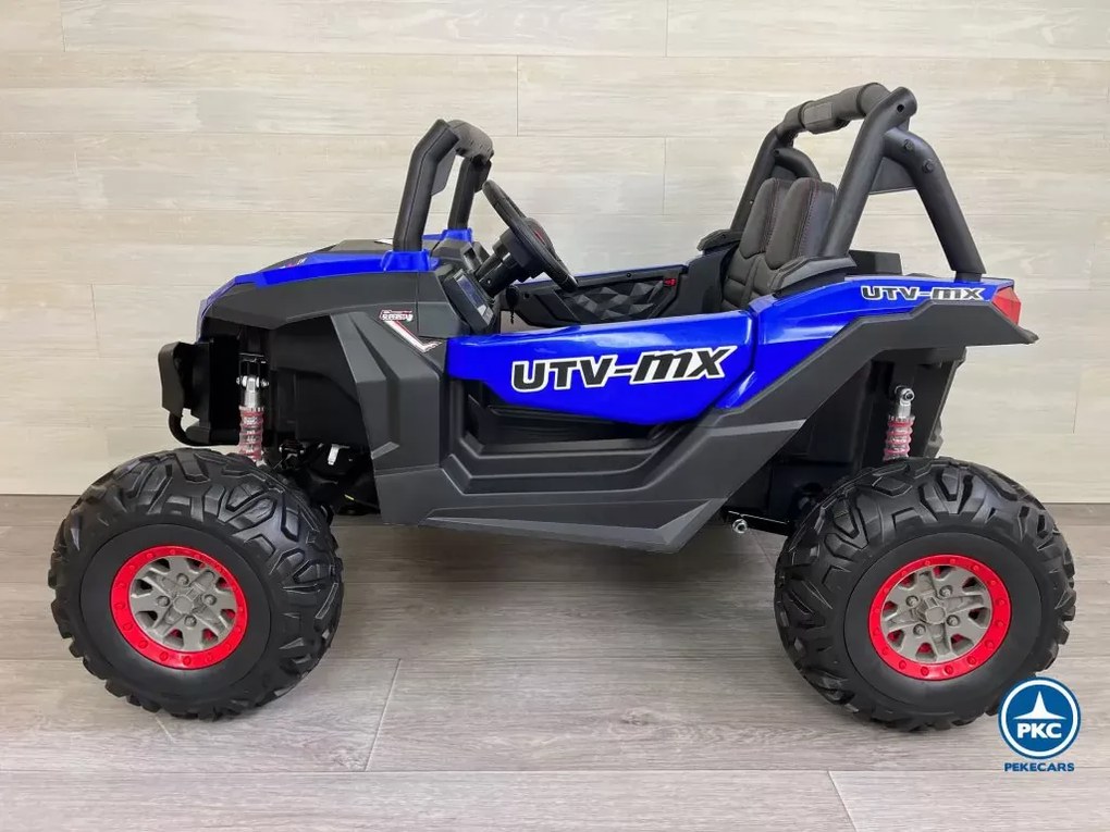 Carro elétrico para crianças Todo terreno Buggy UTV 4x4 MP4 12V 2 Lugares Azul
