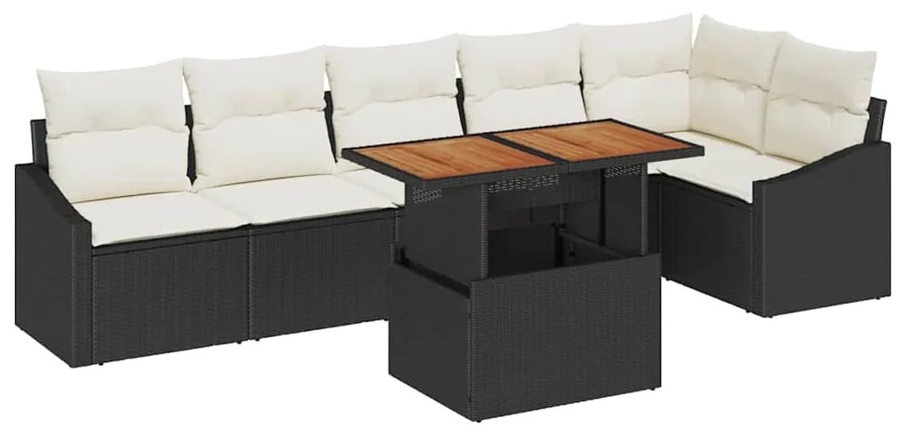 Conjunto de Jantar de Jardim com 7 Peças e Almofadas
