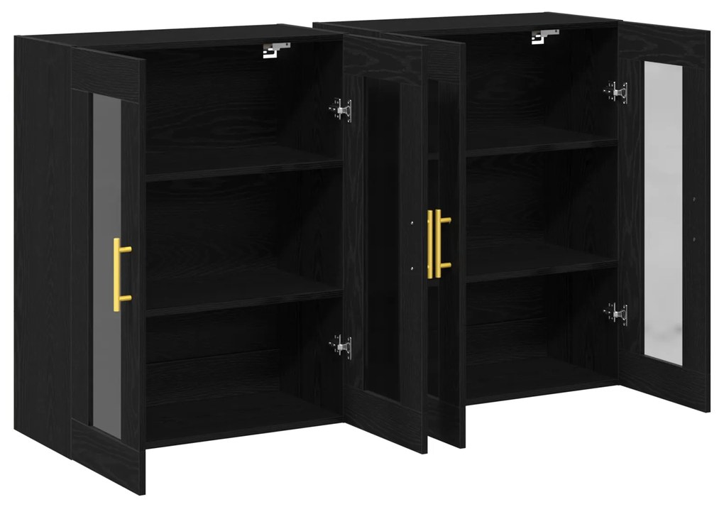 Armários de parede 2 pcs Carvalho preto 69,5x34x90 cm Madeira engenhei
