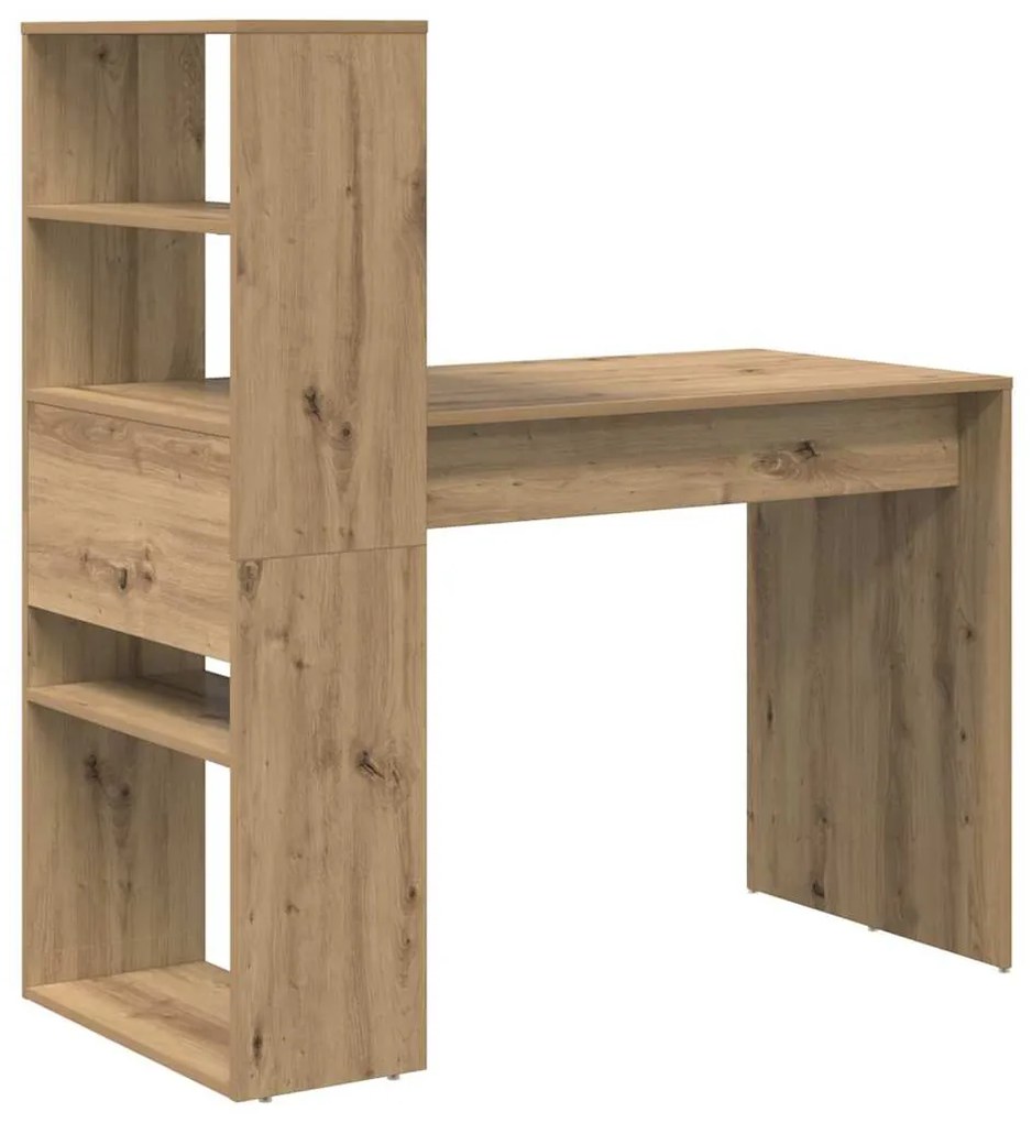 Mesa com Armazenamento Carvalho Artesanal 113x54x120 cm Madeira Engenh