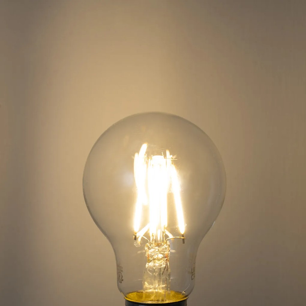 Conjunto de 5 lâmpadas LED E27 reguláveis A60 transparentes 4,5W 500 lm 2700K