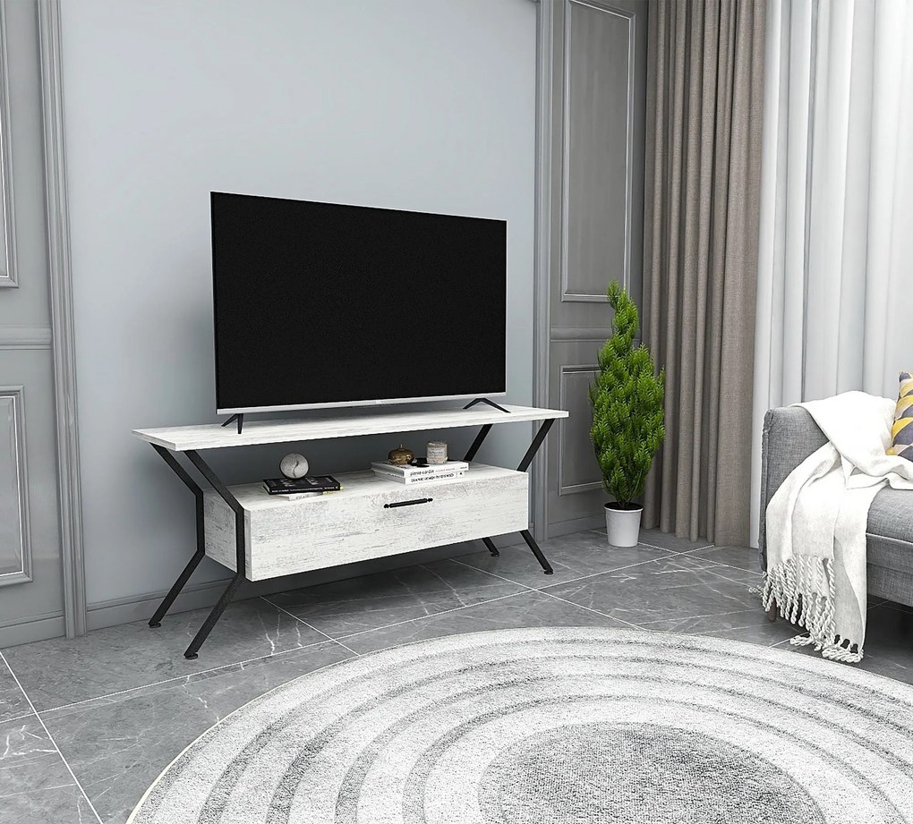 Móvel TV Tarz – Cinza/Preto – 124 cm x 54 cm x 35 cm