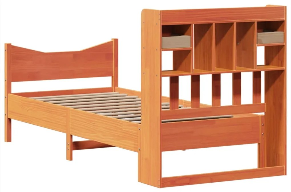 Cama sem colchão 90x190 cm madeira de pinho maciça castanho-mel