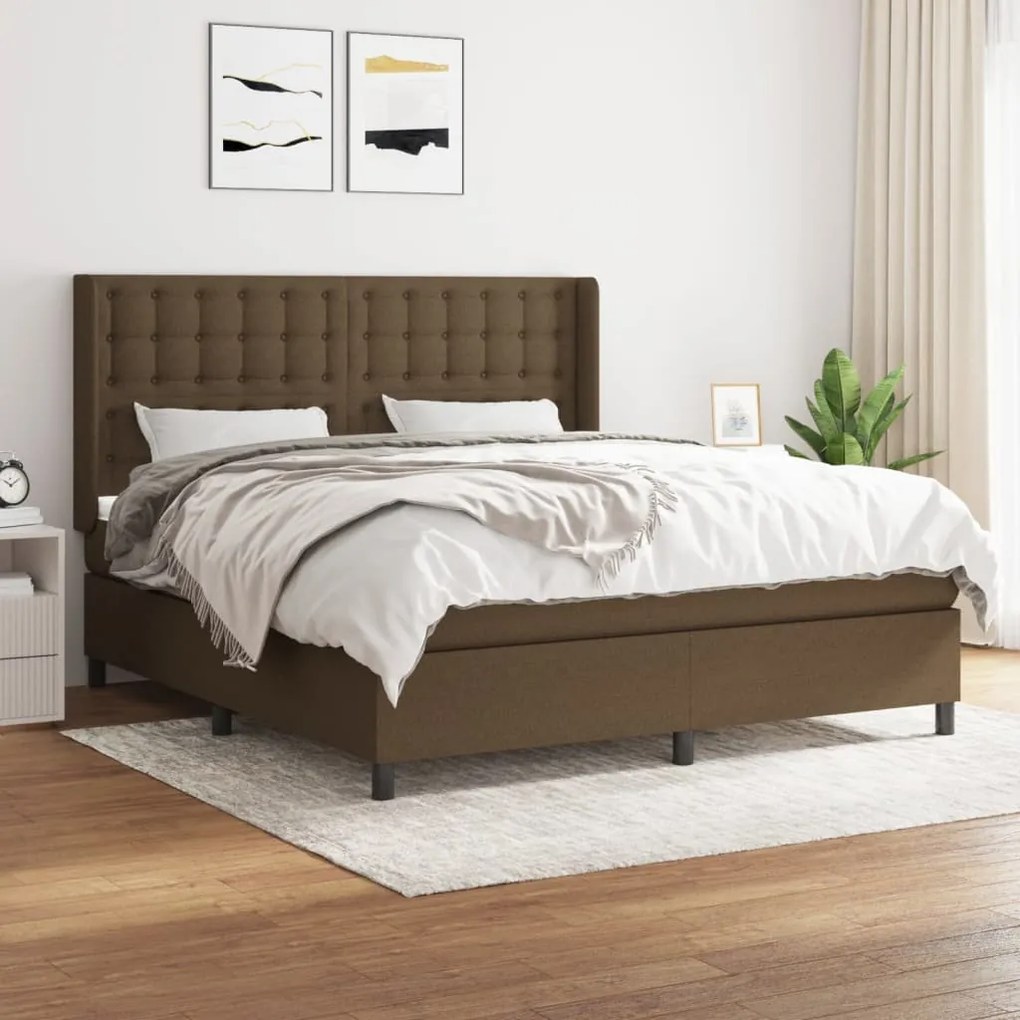 vidaXL Cama com molas/colchão 180x200 cm tecido castanho-escuro