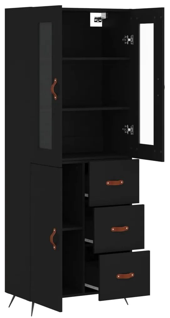 Armário alto 69,5x34x180 cm derivados de madeira preto