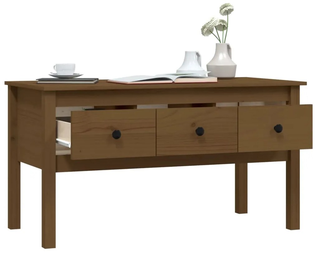 Mesa de centro 102x49x55 cm pinho maciço castanho mel