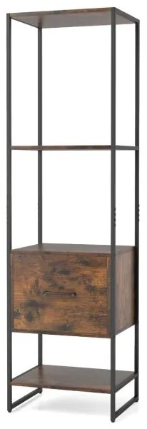 Estante alta e estreita de 5 níveis com prateleiras de gaveta - branca