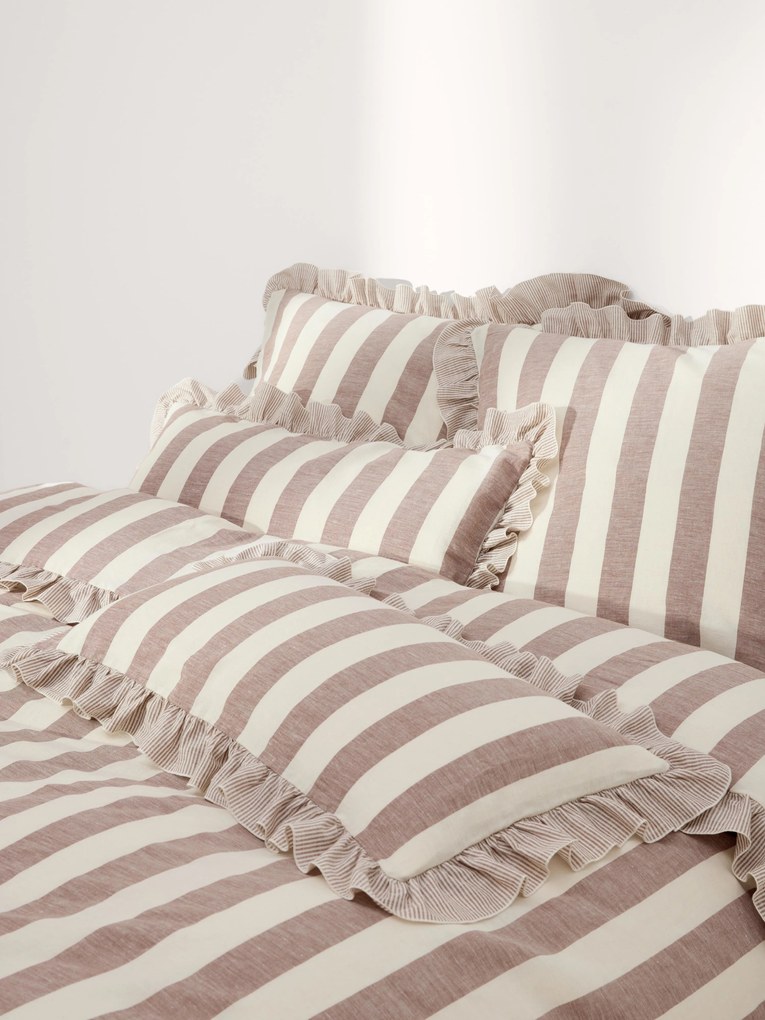 Capa de edredão em linho e algodão com folhos Posie