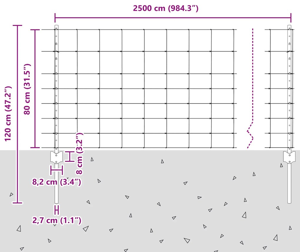 Postes para Cerca vidaXL 11 pcs U-Channel 80 cm Aço Galvanizado
