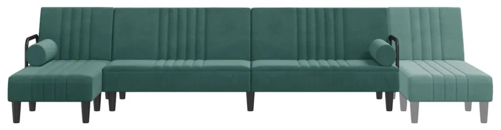 Sofá-cama em forma de L 260x140x70 cm veludo verde-escuro